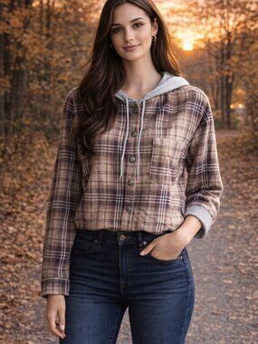 No Comment NY LA Plaid Hoodie Shirt